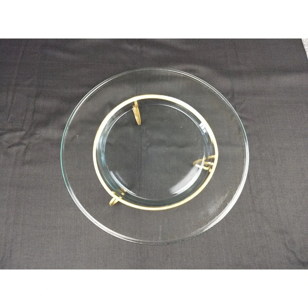Litetyme 2 Piece Multi-Pillar Candle Clear Glass Tray Holder w/‎ Gold-Tone Stand